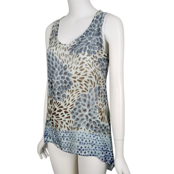 MARIKA CHARLES MA+CH Women Silk Top Abstract Print Sheer Flowy Sleeveless *READ* - Picture 4 of 8